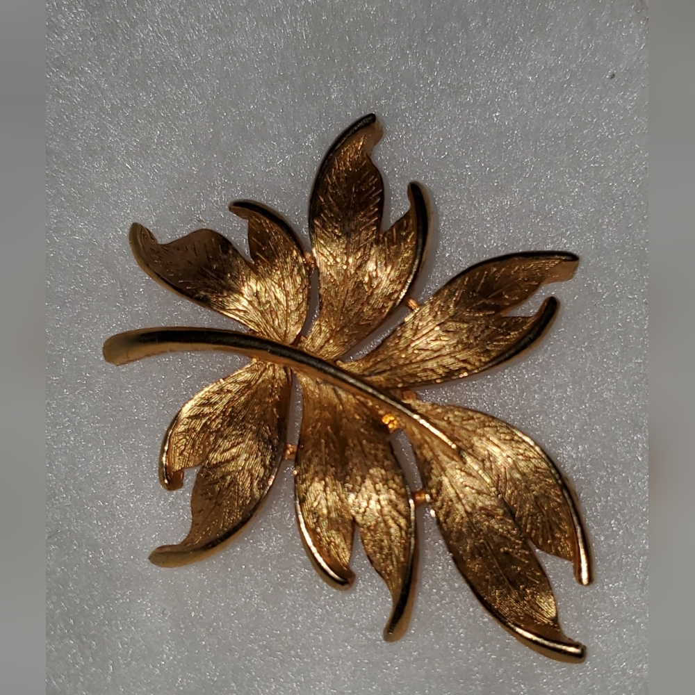 Golden Colored Leaf Brooch